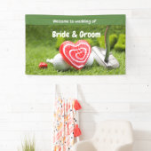 ゴルフ結婚ボールと愛で歓迎 横断幕 (インサイチュ)