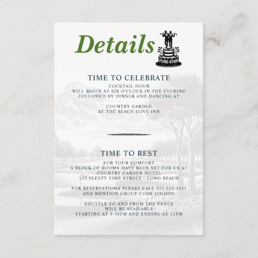 ゴルフ結婚場 エンクロージャーカード (正面)