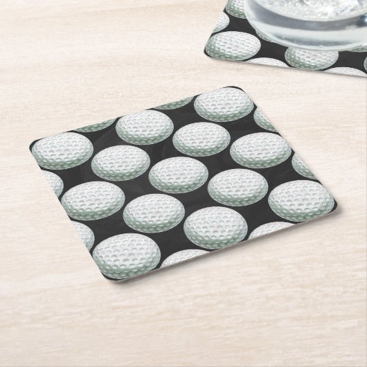 ゴルフ絵を描ボールパターン スクエアペーパーコースター (アングル)