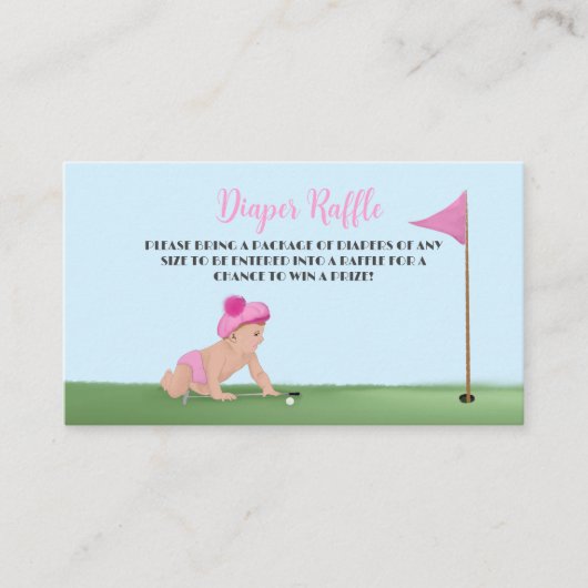 ゴルフ絵画のベビーガール甘いキャディ赤ちゃんシャワー エンクロージャーカード (正面)