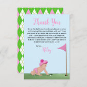 ゴルフ絵画のベビーガール甘いキャディ赤ちゃんシャワー サンキューカード (正面/裏面)