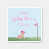 ゴルフ絵画のベビーガール甘いキャディ赤ちゃんシャワー スタンダードカクテルナプキン (正面)