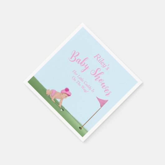 ゴルフ絵画のベビーガール甘いキャディ赤ちゃんシャワー スタンダードカクテルナプキン (角)