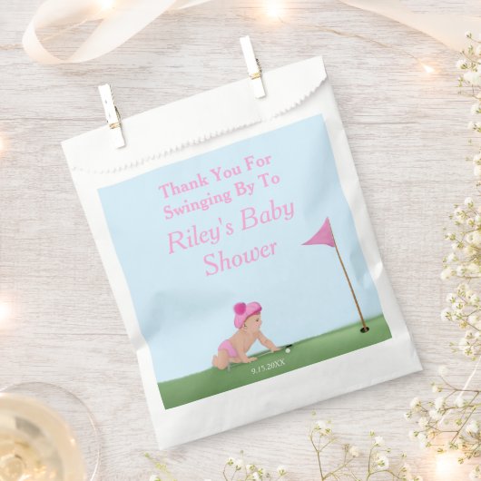 ゴルフ絵画のベビーガール甘いキャディ赤ちゃんシャワー フェイバーバッグ (クリップ留めされた状態)