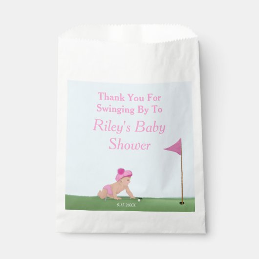 ゴルフ絵画のベビーガール甘いキャディ赤ちゃんシャワー フェイバーバッグ (正面)