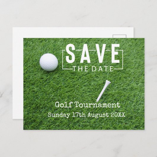 ゴルフ緑のゴルフボールで日付を保存 案内ポストカード (正面/裏面)