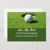 ゴルフ緑のゴルフボールで日付を保存 案内ポストカード (正面/裏面)