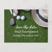 ゴルフ緑のゴルフボールで日付を保存 案内ポストカード (正面)