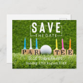 ゴルフ緑のゴルフボールで日付を保存 案内ポストカード (正面/裏面)