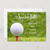 ゴルフ緑の草の上にゴルフボールと日付を保存 ポストカード (正面/裏面)