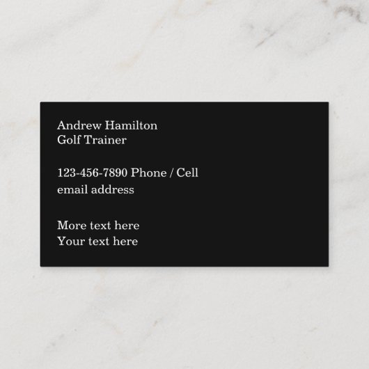 ゴルフ練習プロフェッショナルビジネスプロファイルカード 名刺 (裏面)