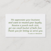 ゴルフ練習場 – お客様ロイヤリティパンチカード ロイヤリティカード (裏面)