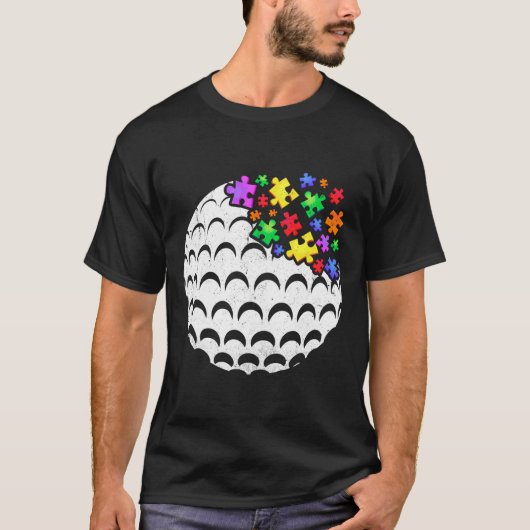 ゴルフ自閉症パズルメンズウィメンズキッズ自閉症意識 Tシャツ (正面)
