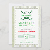 ゴルフ解禁1歳の誕生日 パーティーの達人 バースデー 招待状 (正面)