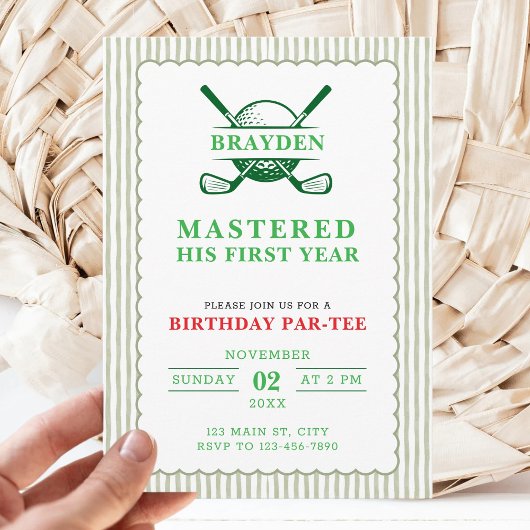 ゴルフ解禁1歳の誕生日 パーティーの達人 バースデー 招待状