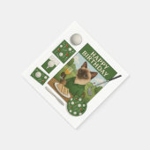 ゴルフ誕生日をテーマにした猫好き スタンダードカクテルナプキン (角)