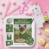 ゴルフ誕生日をテーマにした猫好き ペーパープレート (パーティー)