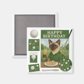 ゴルフ誕生日をテーマにした猫好き マグネット (正面/裏面)