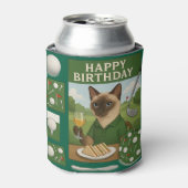 ゴルフ誕生日をテーマにした猫好き 缶クーラー (缶正面)