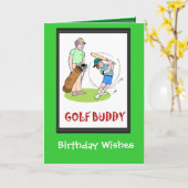 ゴルフ誕生日カード，ゴルフ仲間 カード (黄色い花)
