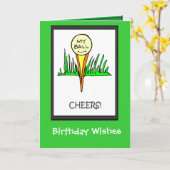 ゴルフ誕生日カード、マイボール カード (黄色い花)