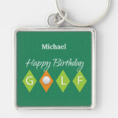 ゴルフ誕生日グリーンダイヤモンドシェイプ キーホルダー (正面)