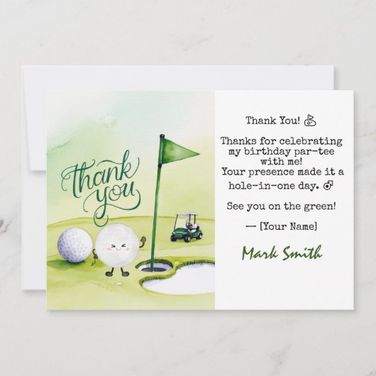 ゴルフ誕生日パルティーパーティー サンキューカード (正面)