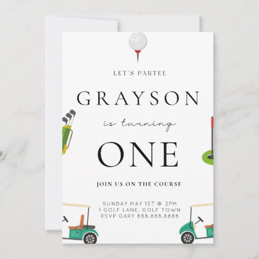 ゴルフ誕生日パルティー招待状 招待状 (正面)