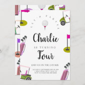 ゴルフ誕生日パルティー誕生日招待状ガールズ 招待状 (正面/裏面)