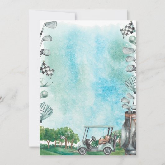 ゴルフ誕生日パルティー | 18穴スコアカードスコアカード 招待状 (裏面)