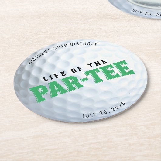 ゴルフ誕生日パーティーライフ・オブ・ザ・パー・ティー50th Day ラウンドペーパーコースター (アングル)