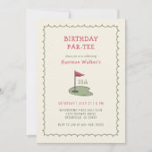 ゴルフ誕生日パーティー年齢ハンドドローモダンド 招待状 (正面)