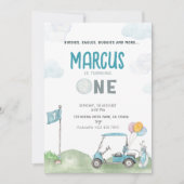 ゴルフ誕生日招待状ボーイテンプレートゴルフコース セーブザデート (正面)