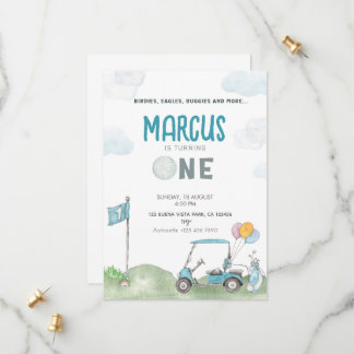 ゴルフ誕生日招待状ボーイテンプレートゴルフコース セーブザデート