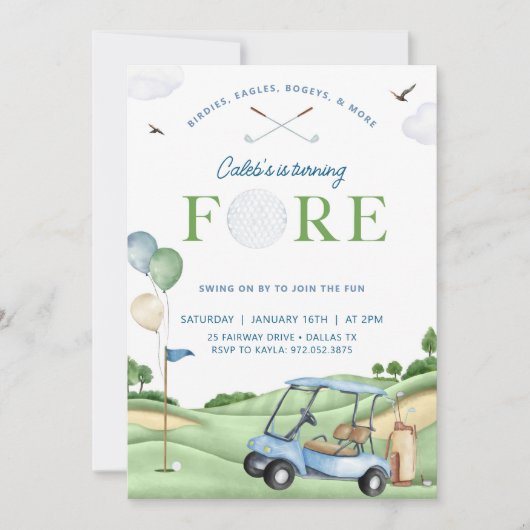 ゴルフ誕生日招待状4thゴルフバースデーパーティー 招待状 (正面)
