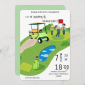 ゴルフ誕生日招待状、ゴルフパルティー招待状、ホール 招待状 (正面/裏面)