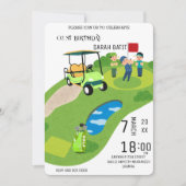 ゴルフ誕生日招待状、ゴルフパルティー招待状、ホール 招待状 (正面)