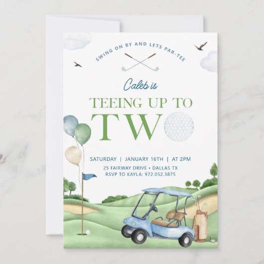 ゴルフ誕生日招待状、第2回ゴルフバースデーパーティー 招待状 (正面)