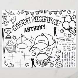 ゴルフ誕生日着色ページ、ゴルフ活動シート
