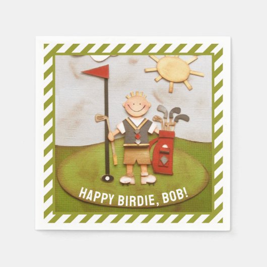 ゴルフ誕生日 スタンダードカクテルナプキン (正面)