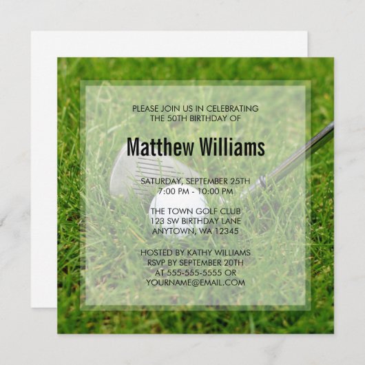 ゴルフ誕生日 招待状 (正面/裏面)