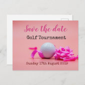 ゴルフ賞ゴルフ大会日付をピンクで保存 案内ポストカード (正面/裏面)