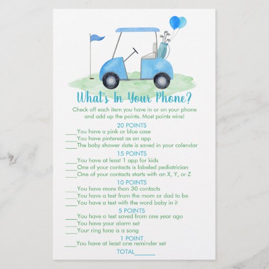 ゴルフ赤ちゃんシャワーあなたの電話ゲームに何が (正面)