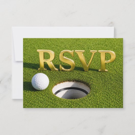 ゴルフ返信ハガキ RSVP ゴルフ 結婚式 RSVP ポストカード (正面)