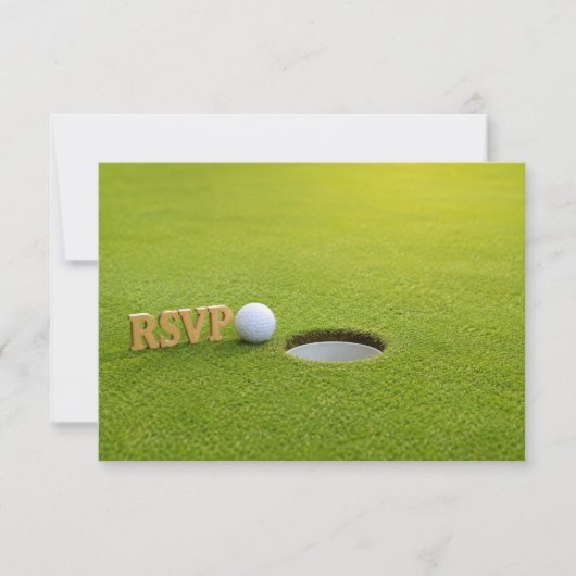 ゴルフ返信ハガキ RSVP ゴルフ 結婚式 RSVP ポストカード (正面)