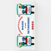 ゴルフ退職したカートでさよならを振るゴルフ 横断幕 (縦)