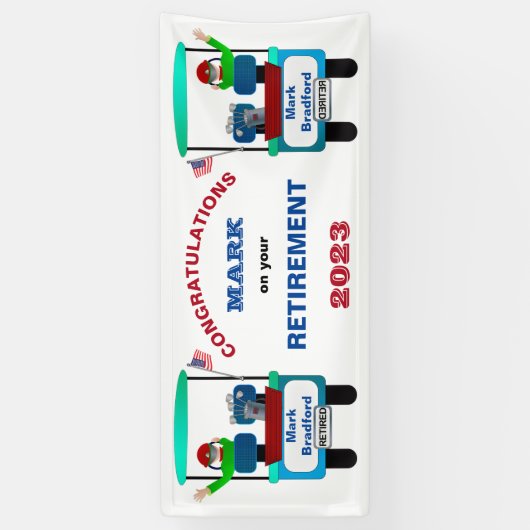 ゴルフ退職したカートでさよならを振るゴルフ 横断幕 (縦)