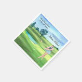 ゴルフ退職した場の水彩画ゴルフ女子 スタンダードカクテルナプキン (角)