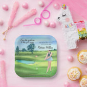 ゴルフ退職した場の水彩画ゴルフ女子 ペーパープレート (パーティー)