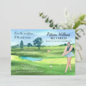 ゴルフ退職した場の水彩画ゴルフ女子 招待状 (スタンド正面)